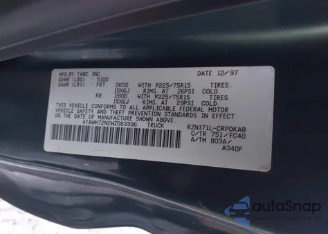 1998 Toyota Tacoma из США, поврежденный, VIN 4TAWM72N2WZ083396